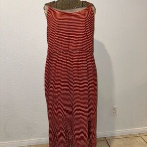 Old Navy Striped Burnt Orange Cotton Midi Dress - XL